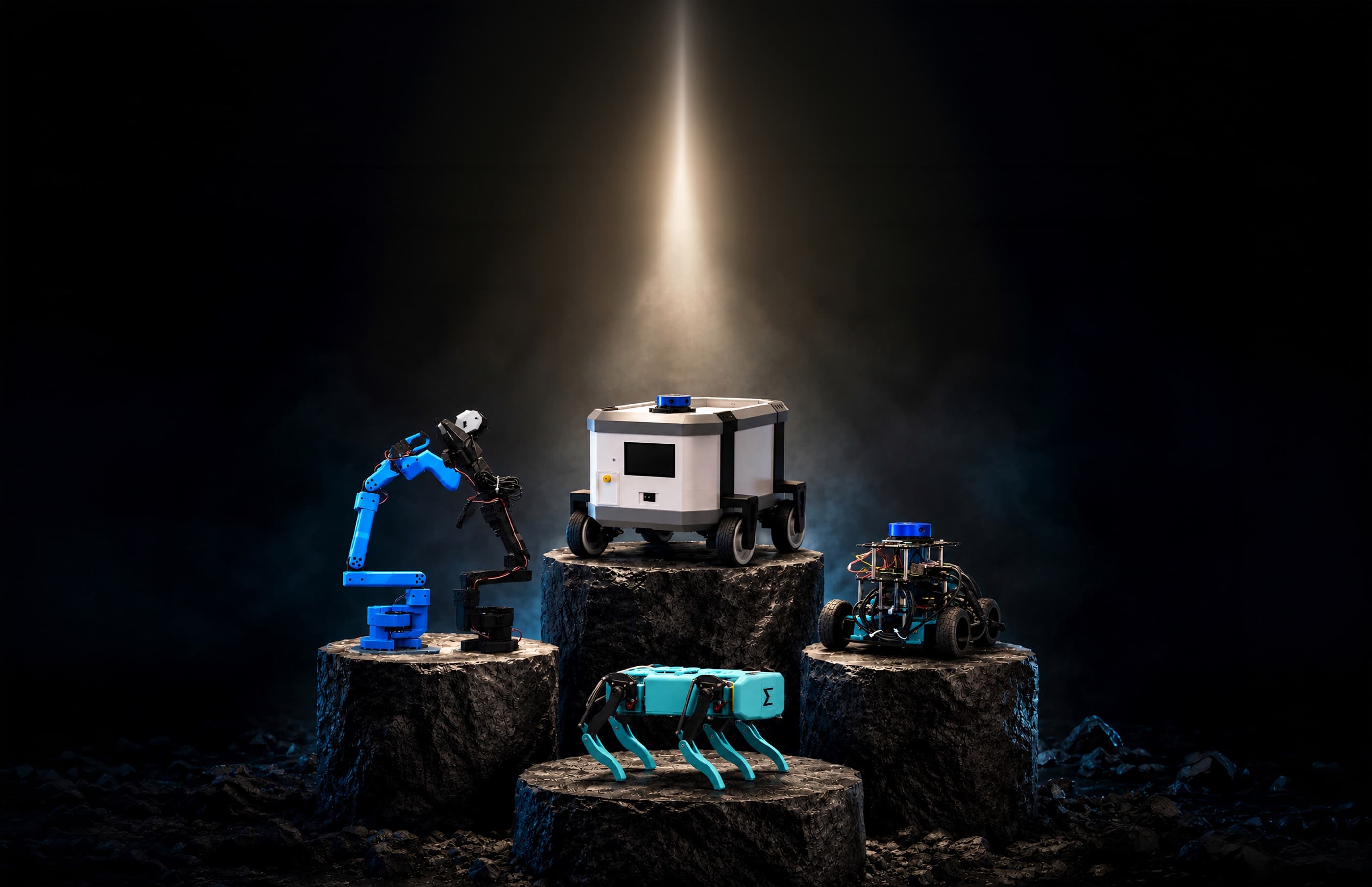 The Resident Robotics line-up — built in-house